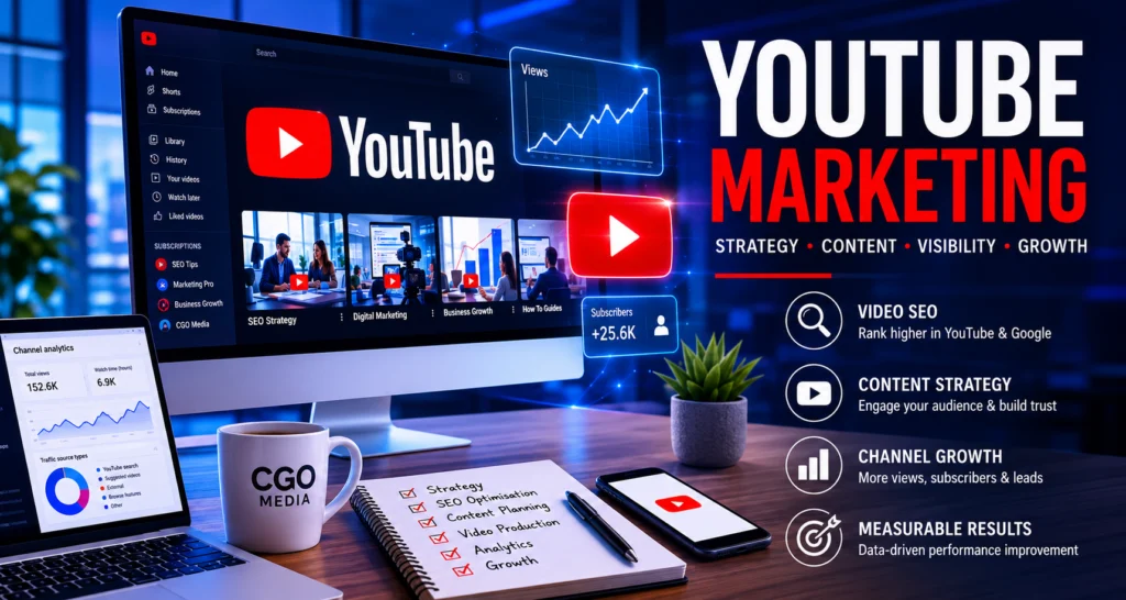 CGO Media helps UK businesses grow on YouTube with video SEO, channel optimisation, content strategy and analytics-led marketing.