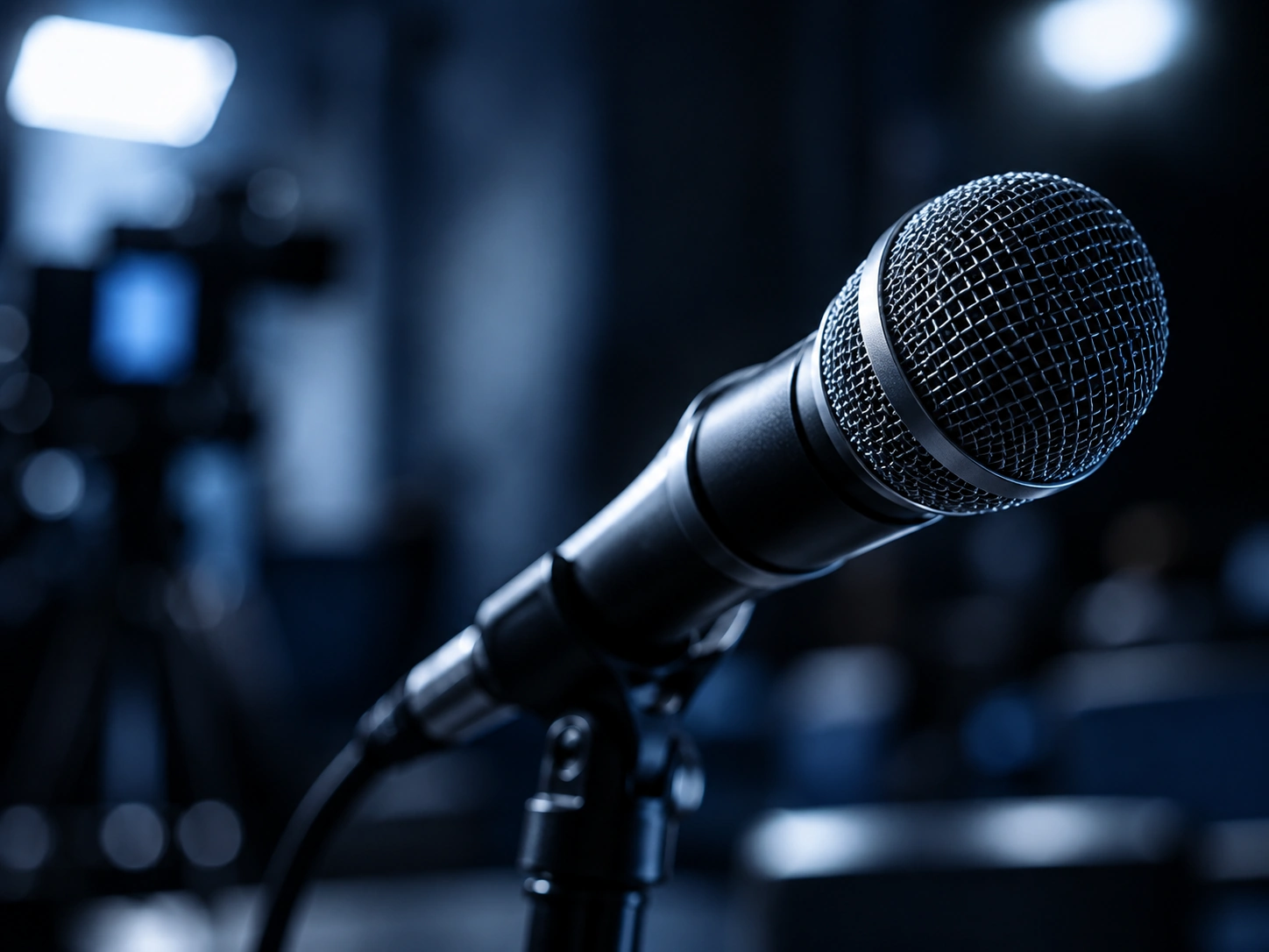 cinematic blue studio microphone