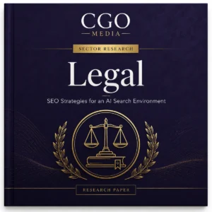 CGO Media Legal sector research cover for SEO strategies in an AI search environment.