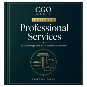 CGO Media Professional Services sector research cover for SEO strategies in an AI search environment.