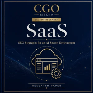 CGO Media SaaS sector research cover for SEO strategies in an AI search environment.