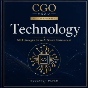 CGO Media Technology sector research cover for SEO strategies in an AI search environment.