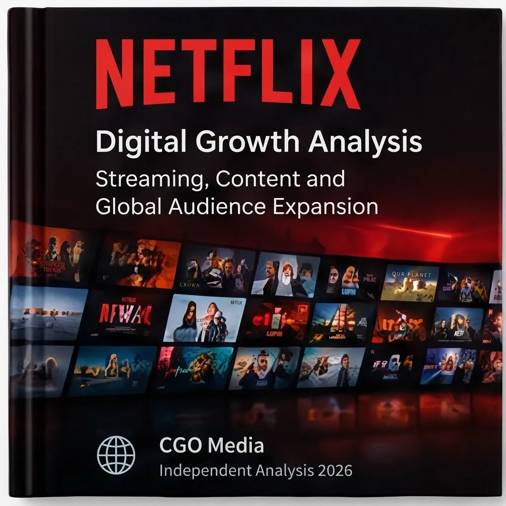 CGO Media independent Netflix digital growth analysis 2026 book cover featuring streaming interface imagery and a dark red-and-black design.