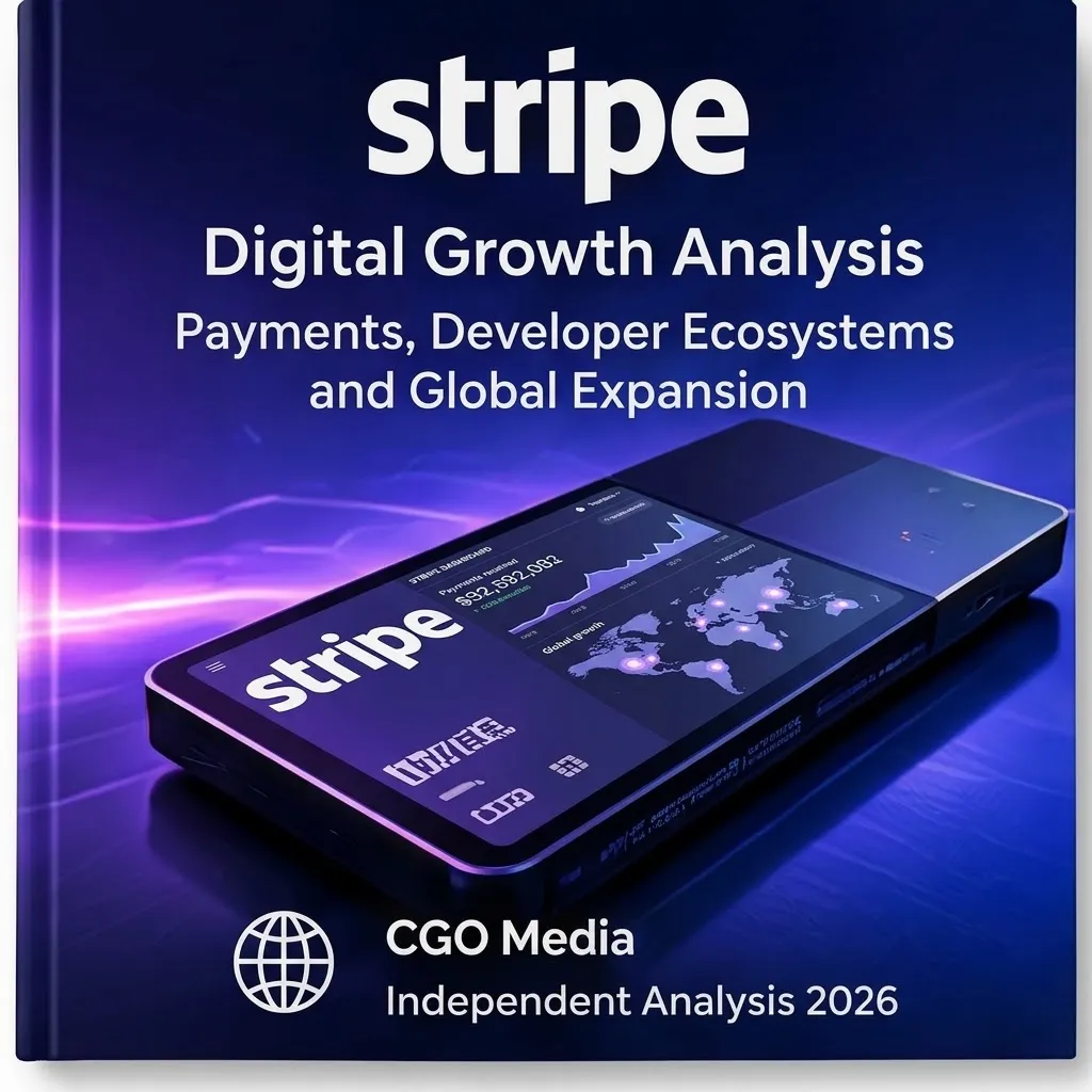 CGO Media independent Stripe digital growth analysis 2026 book cover featuring payment device illustration with purple lighting.