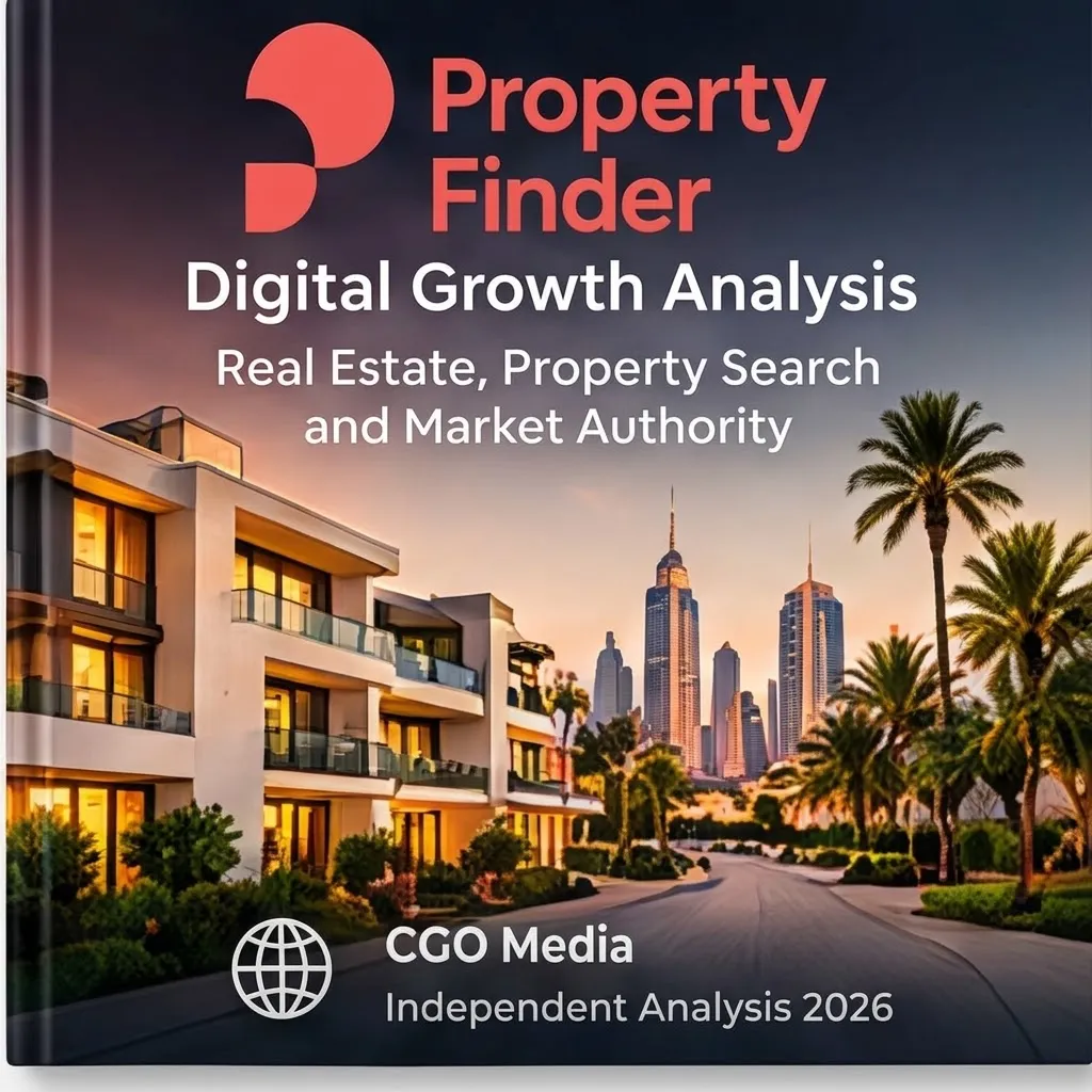 CGO Media independent Property Finder digital growth analysis 2026 book cover featuring modern villas and high-rise city architecture.