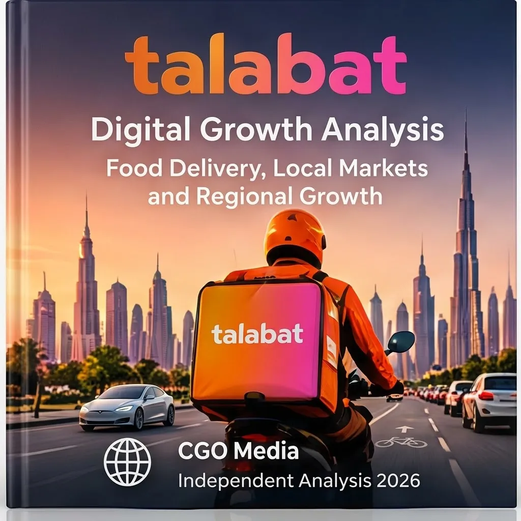 CGO Media independent talabat digital growth analysis 2026 book cover featuring delivery rider in an urban streetscape.